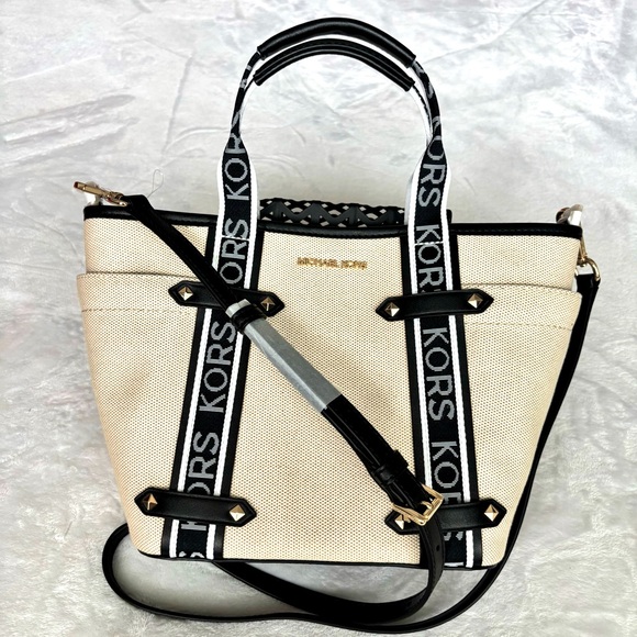 MICHAEL KORS Maeve Canvas & Faux Leather Small Tote Bag - Picture 1 of 16